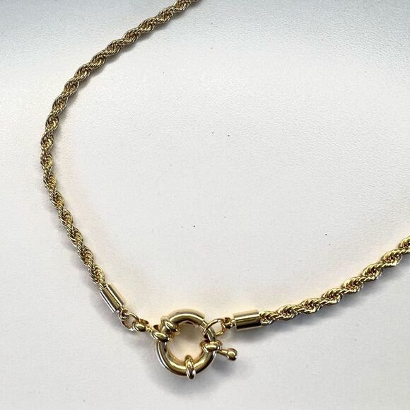 Trendy 4 mm Gold filled Rope chain choker necklace with o ring  hypoallergenic - Picture 1 of 3